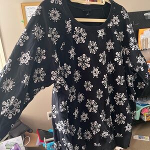 Torrid Black Sweater with White Skull snowflake Pattern